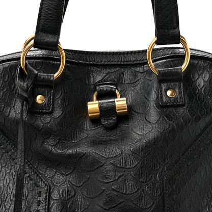 Saint Laurent Calfskin Snakeskin Embossed Oversized Muse Black 8 of 12