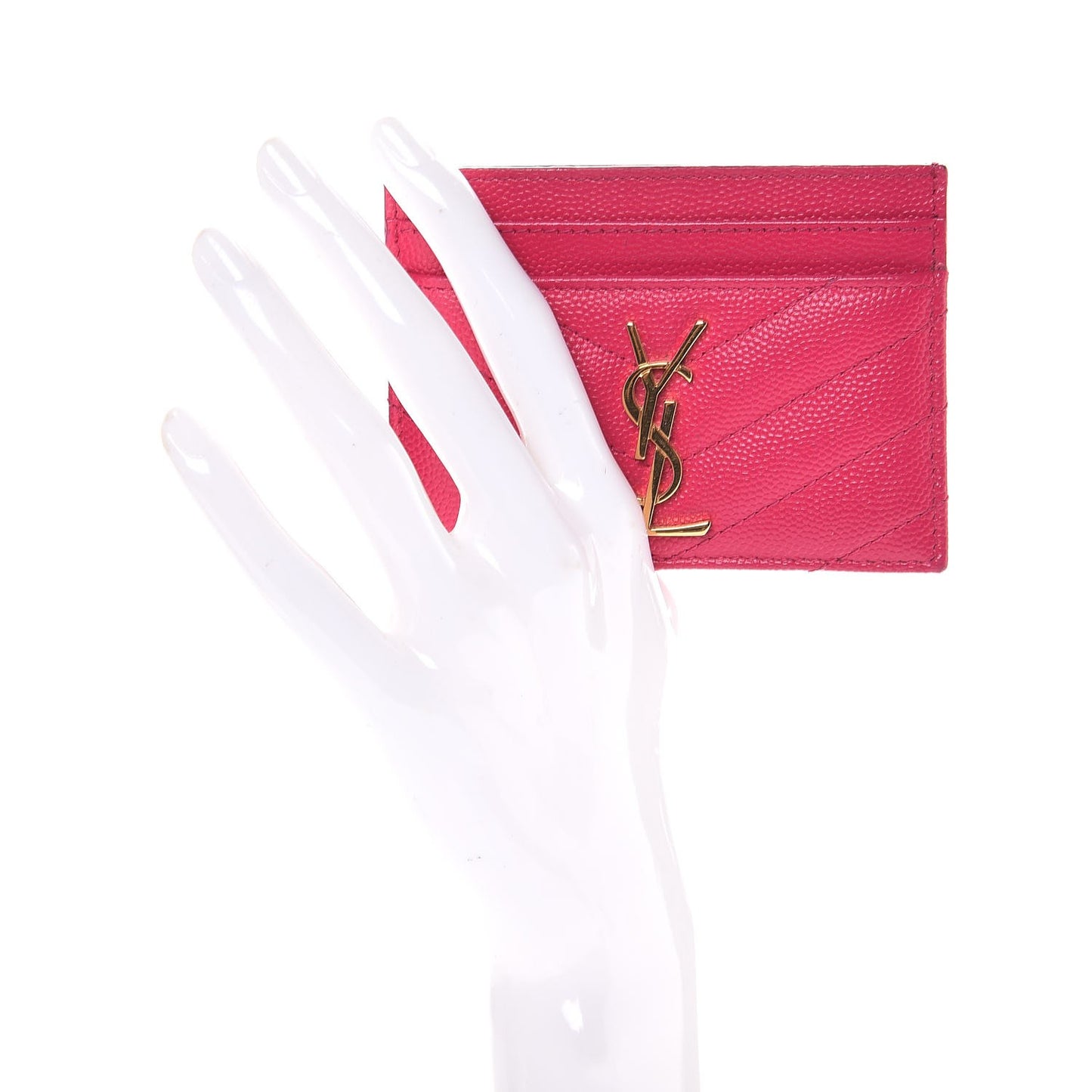 Grain De Poudre Matelasse Chevron Monogram Credit Card Case Bubblegum