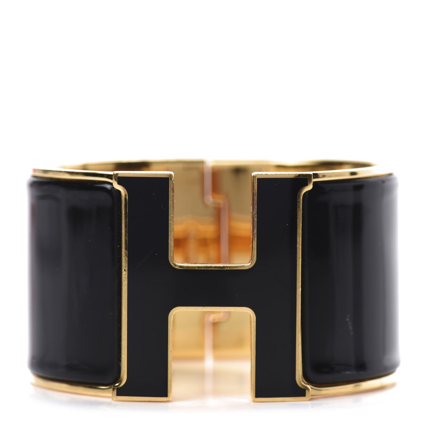Enamel Extra Wide Clic Clac H Bracelet PM Black