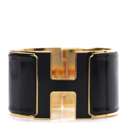 Hermes Enamel Extra Wide Clic Clac H Bracelet PM Black 1 of 4