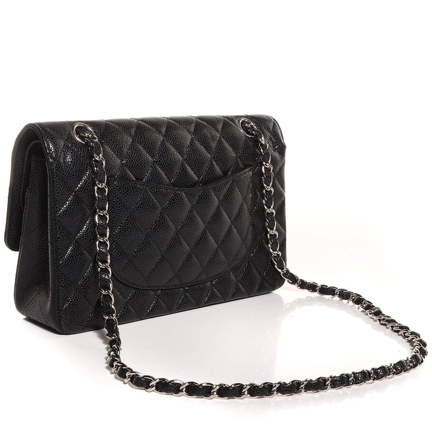 Caviar Quilted Medium Double Flap Black