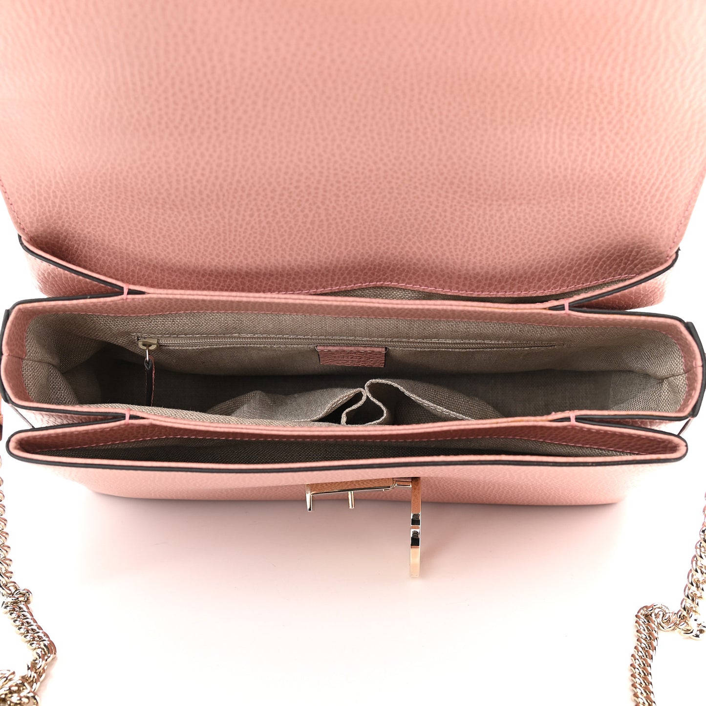 Dollar Calfskin Medium Interlocking G Top Handle Shoulder Bag Soft Pink