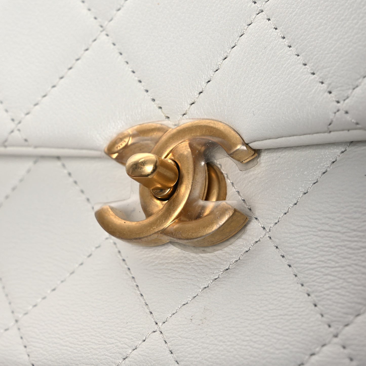 Calfskin Quilted Mini Chain Strap Flap White