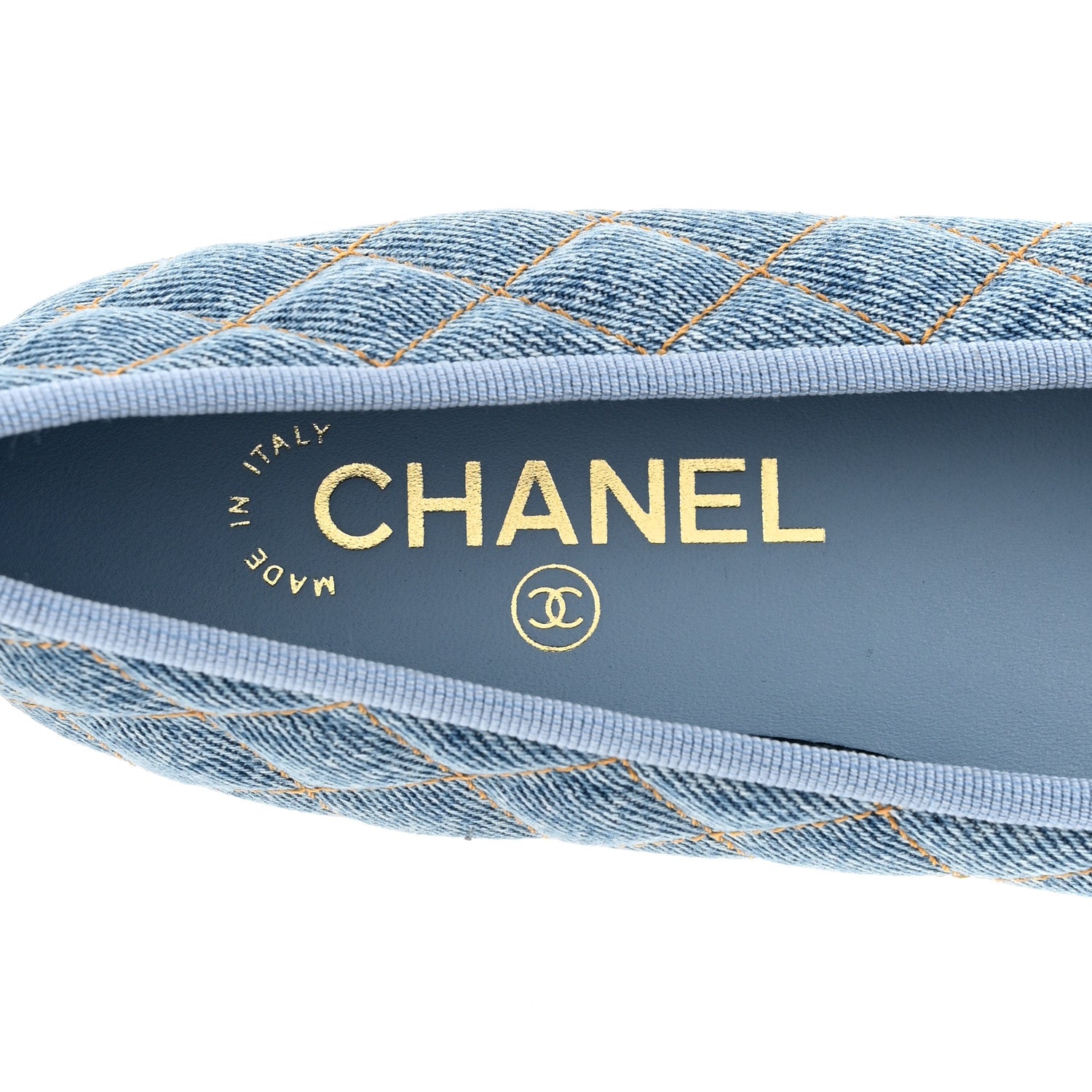 Chanel Denim Quilted CC Cap Toe Ballerina Flats 36 Light Blue 7 of 10