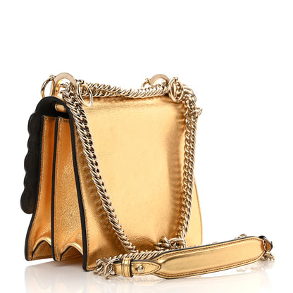 Fendi Vitello Catalan Mirror Scalloped Multi Studded Small Kan I Shoulder Bag Gold 3 of 12