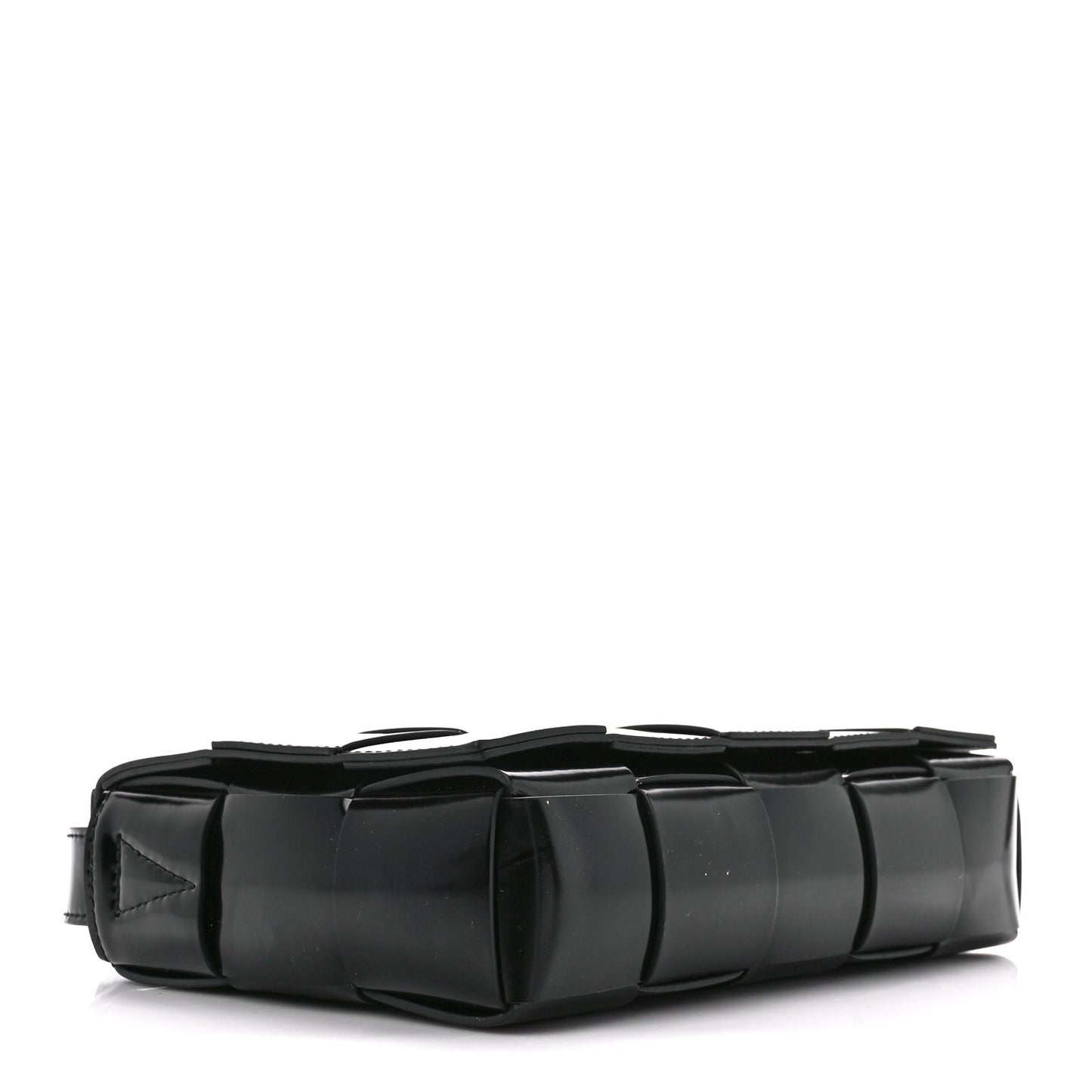 Patent Maxi Intrecciato Cassette Crossbody Bag Black