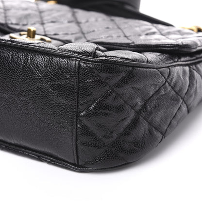 Chanel Crumpled Grained Calfskin Medium Coco Pleats Messenger Flap Black 18 of 22