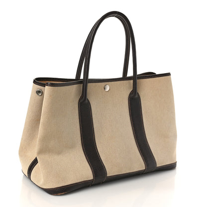 Hermes Buffle Skipper Toile Garden Party 36 MM Tote Marron Fonce 3 of 12
