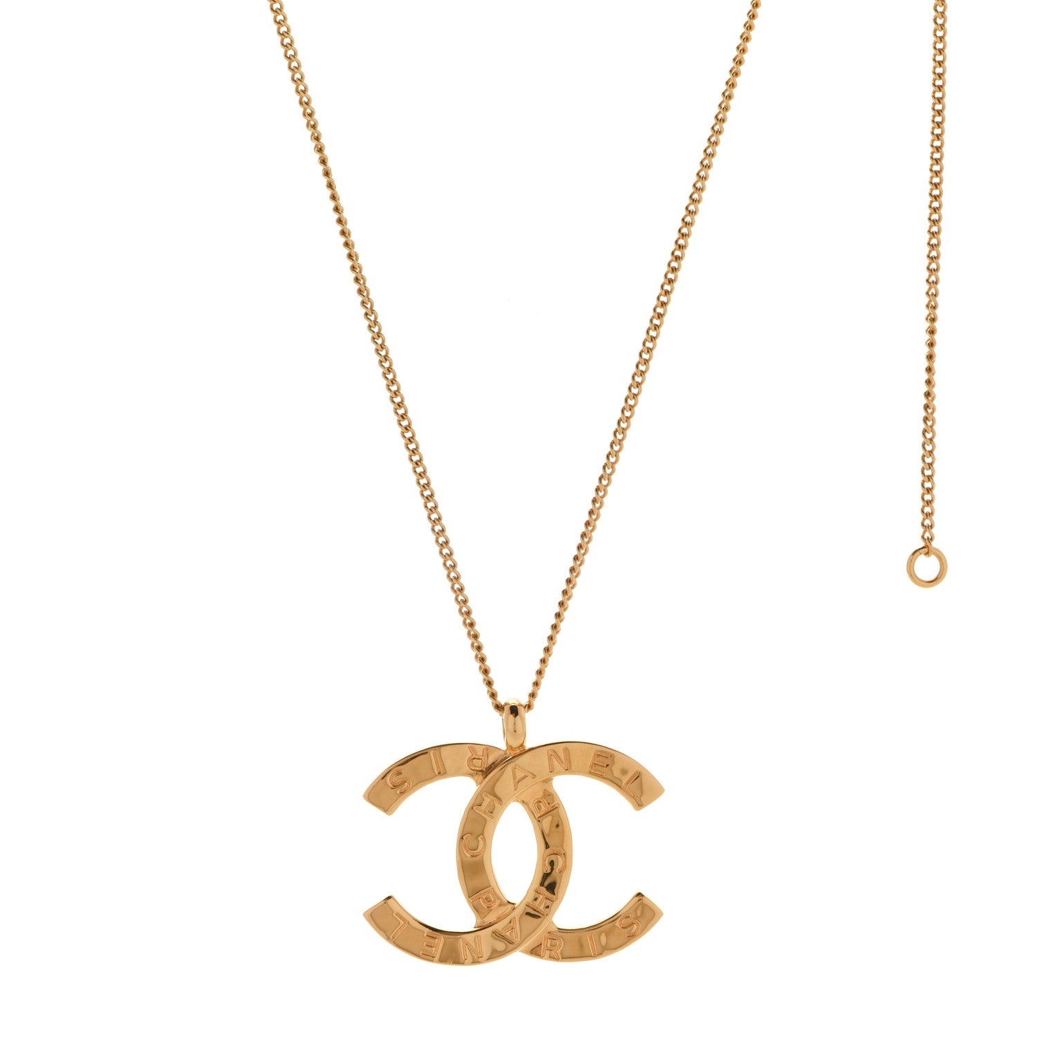 Chanel Metal CC Paris Button Necklace Gold 1 of 6