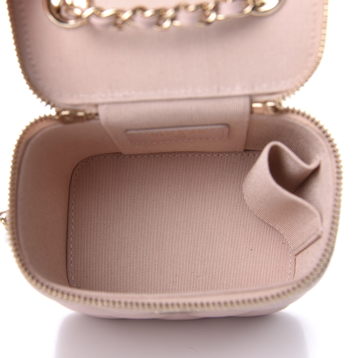 Caviar Quilted Mini Vanity Case With Chain Light Pink