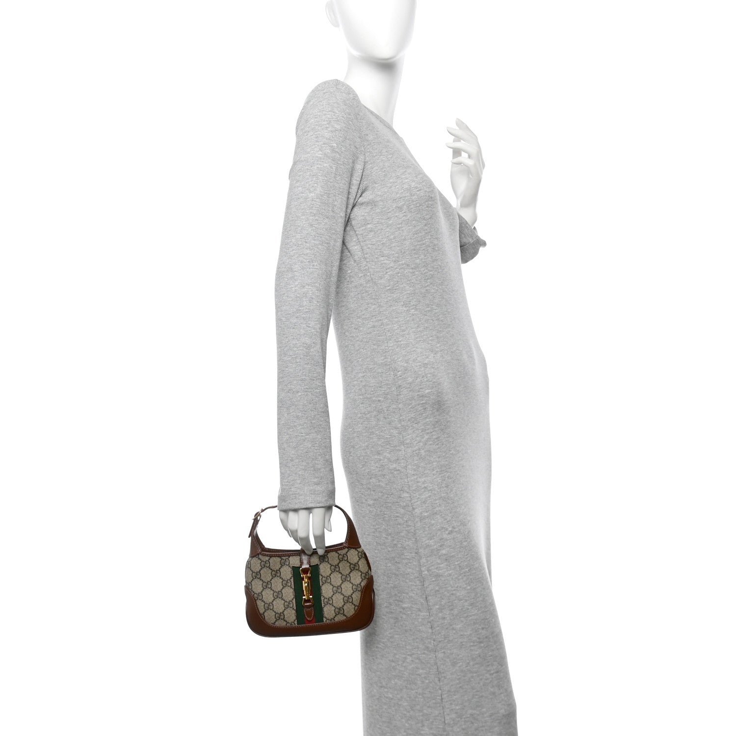 Gucci GG Supreme Monogram Azalea Calfskin Web Mini Jackie 1961 Hobo Beige Ebony Brown Sugar 2 of 12