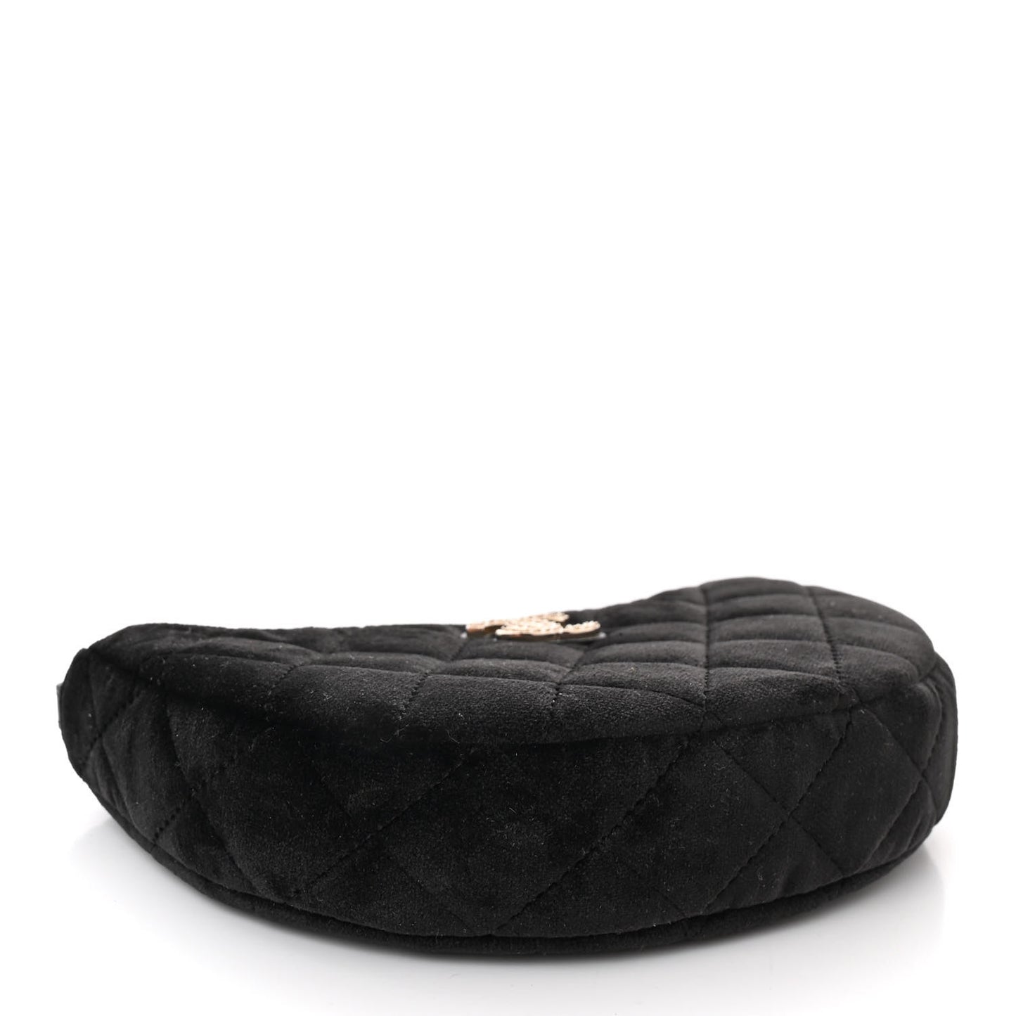 Velvet Crystal Quilted Chain Hobo Black