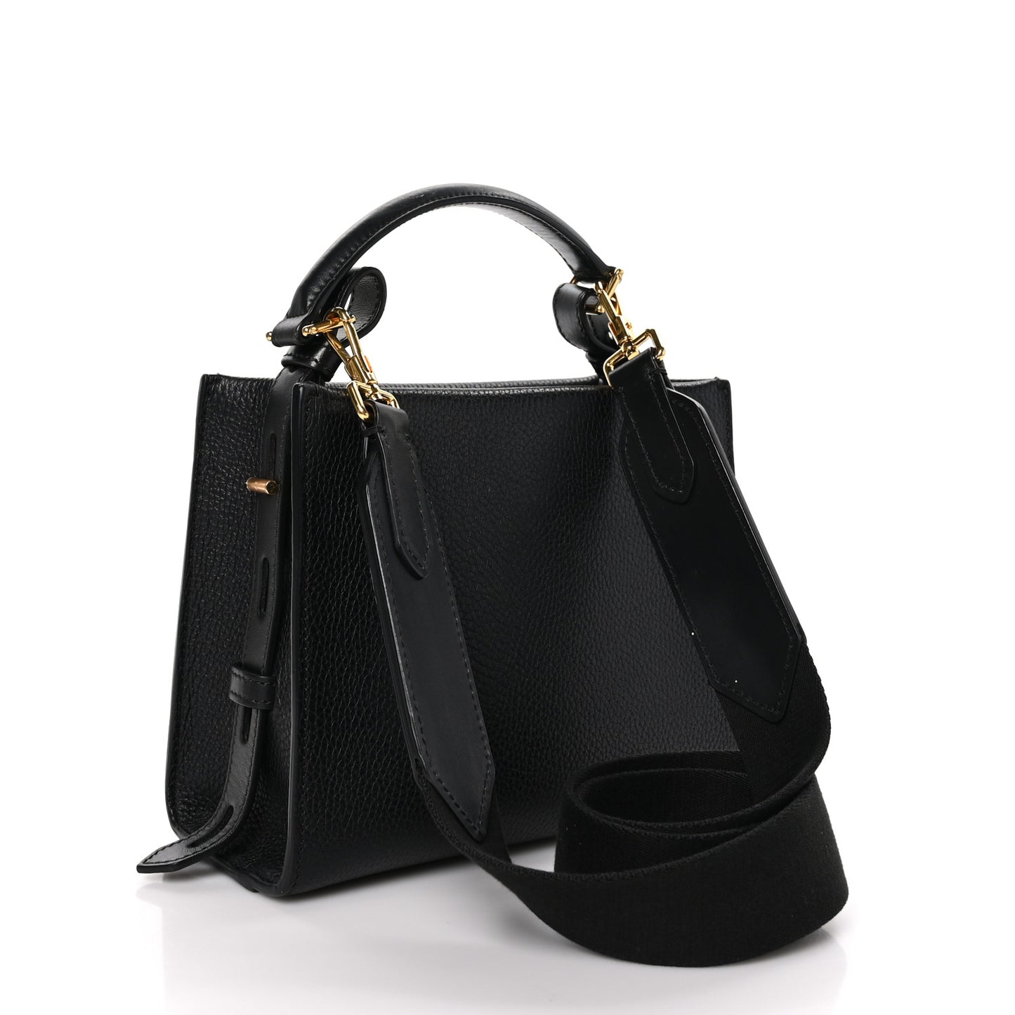 Calfskin Mini T Twist Top Handle Bag Black