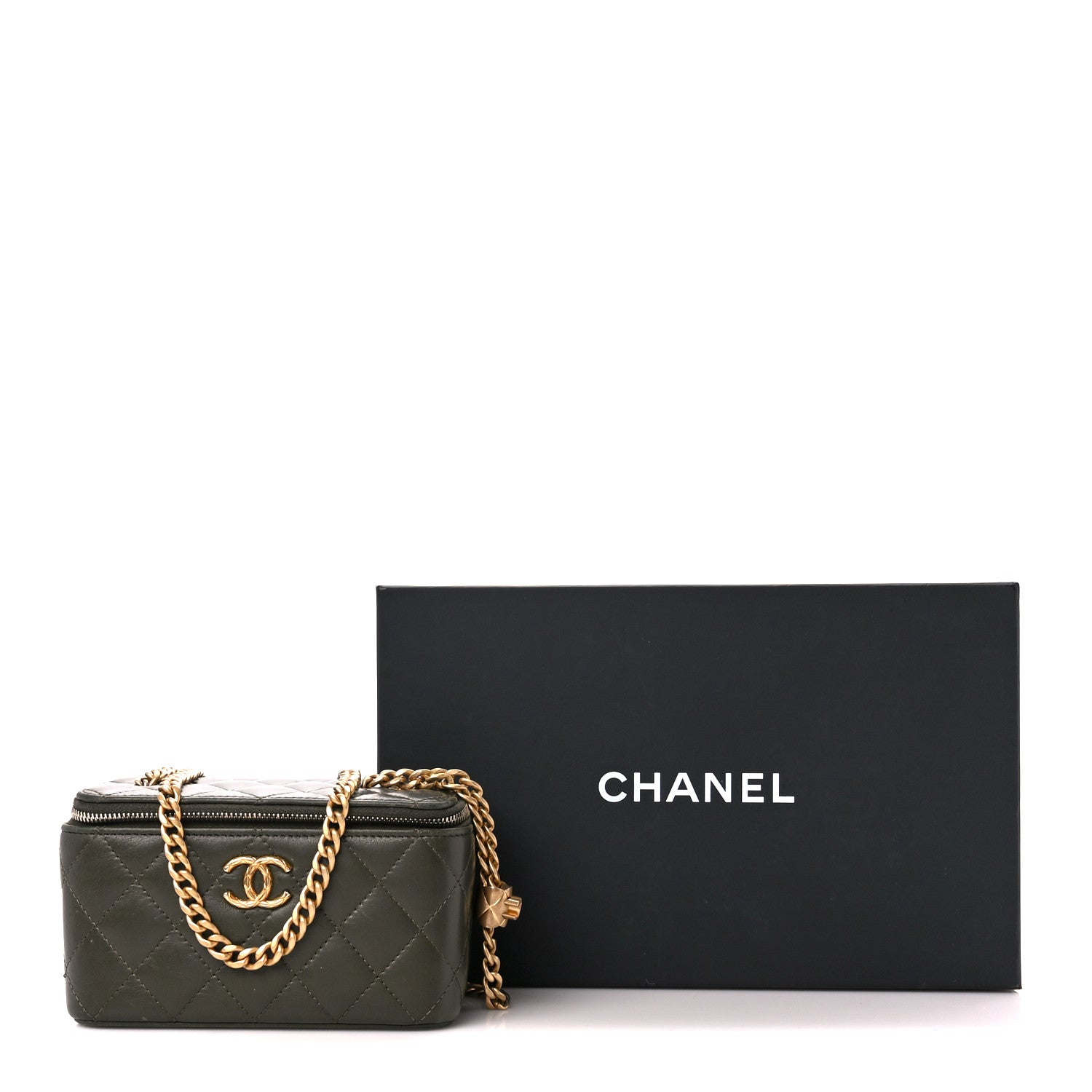 Chanel Lambskin Quilted Small Pillow Crush Vanity Case With Chain Green 12 of 12