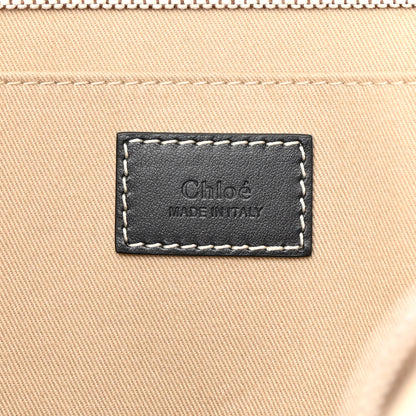 Chloe Cotton Calfskin Large Woody Ribbon Tote White Black 6 of 15