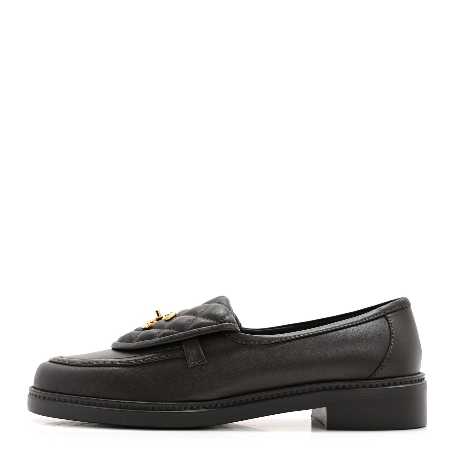 Lambskin Quilted CC Turnlock Loafers 39 Dark Brown