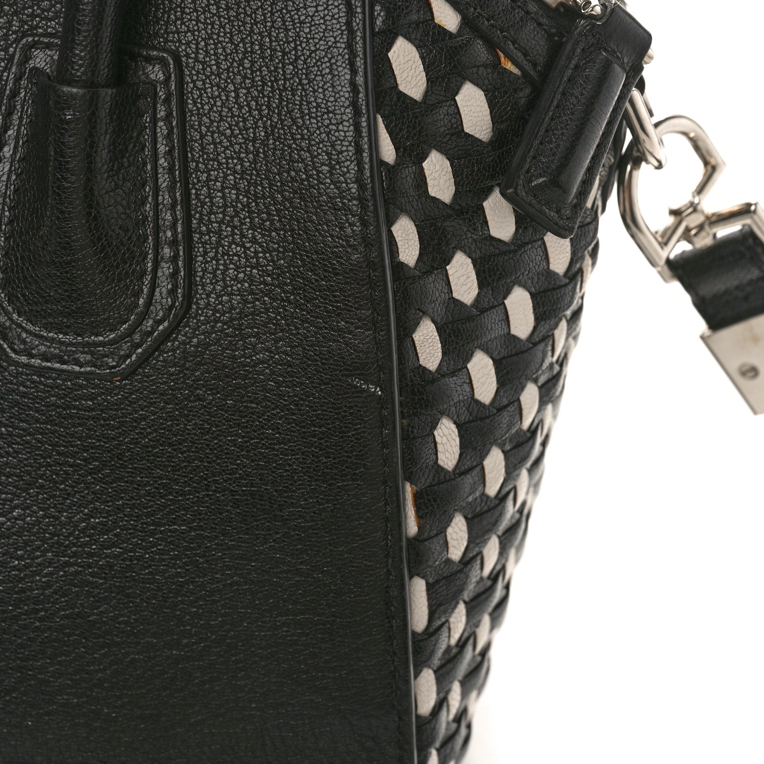 Givenchy Sugar Goatskin Woven Small Antigona Black White 11 of 14