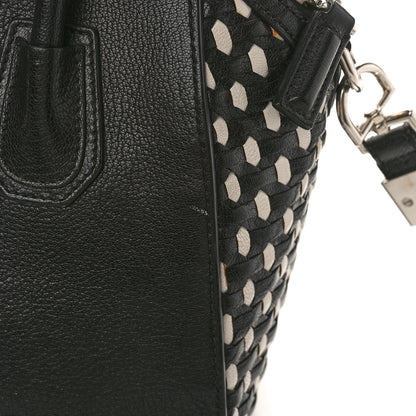 Givenchy Sugar Goatskin Woven Small Antigona Black White 11 of 14