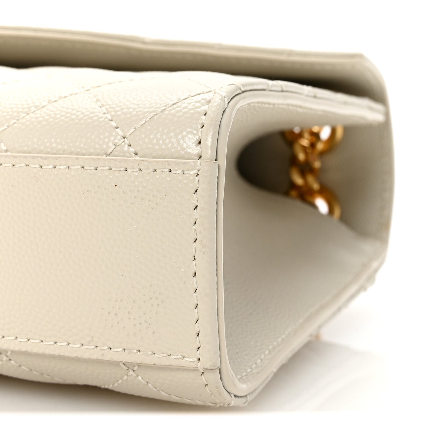 Grain De Poudre Textured Mixed Matelasse Medium Triquilt Monogram Satchel Crema Soft