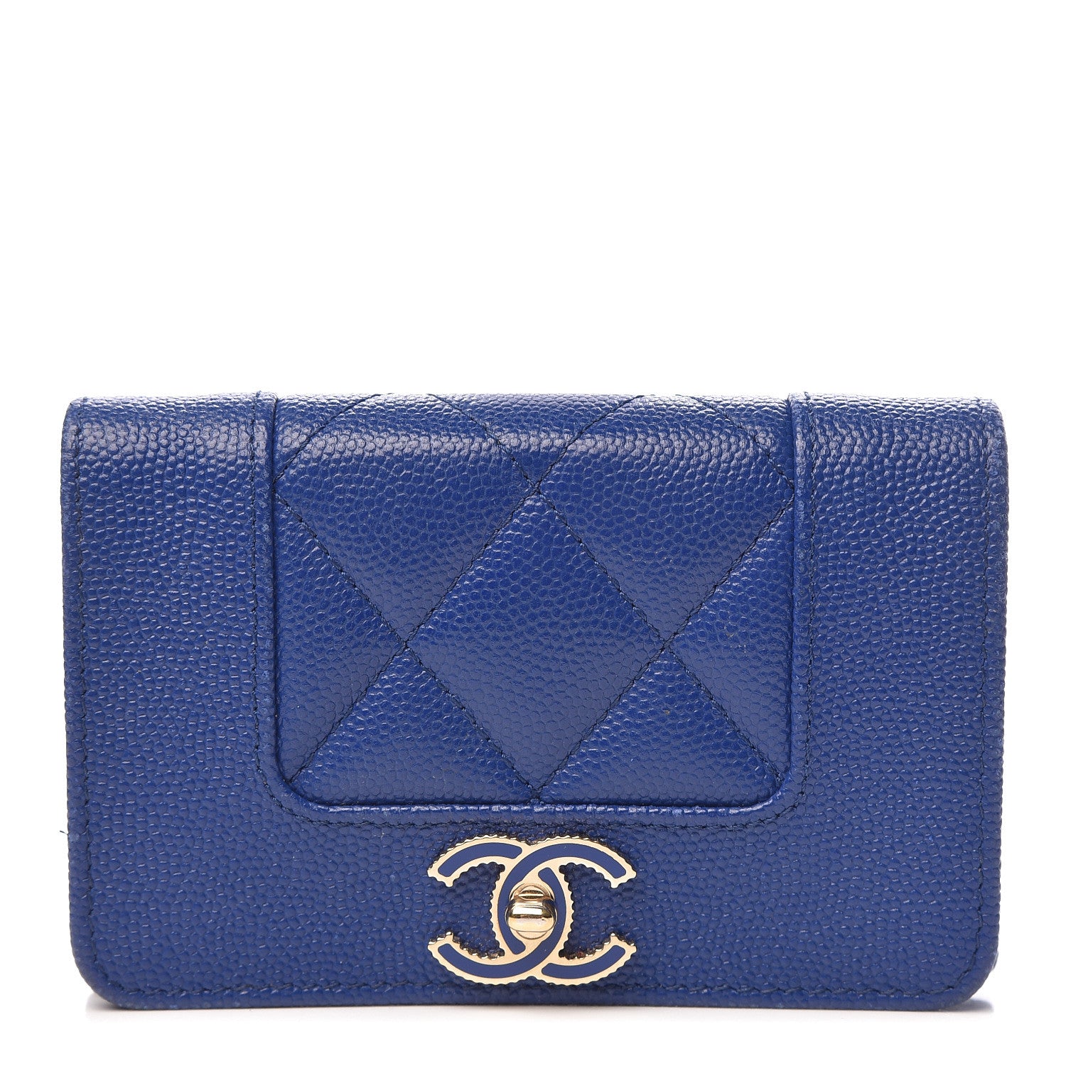 Chanel Caviar Quilted Vintage Mademoiselle Card Holder Dark Blue 1 of 11