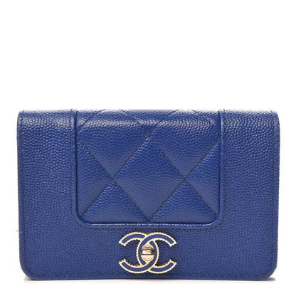 Chanel Caviar Quilted Vintage Mademoiselle Card Holder Dark Blue 1 of 11