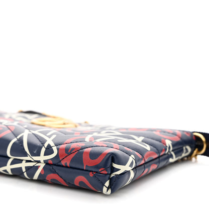 Gucci Calfskin Matelasse GucciGhost Mini GG Marmont Chain Bag Blue Agata Hibiscus Red 10 of 13