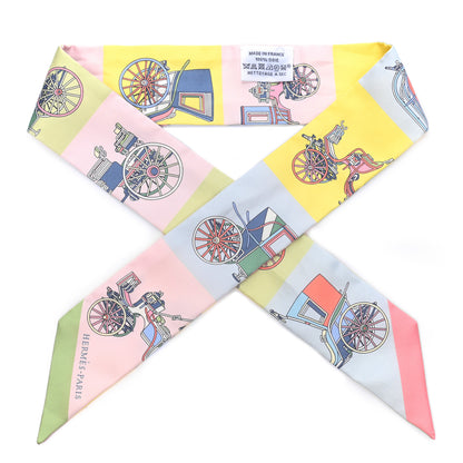 Hermes Silk Les Voitures Exquises Twilly Rose Pale Jaune Pale 1 of 4