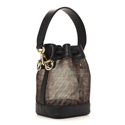 Fendi Mesh Vitello Grace F is Fendi FF 1974 Mini Mon Tresor Bucket Bag Marrone Black Ebano 3 of 10