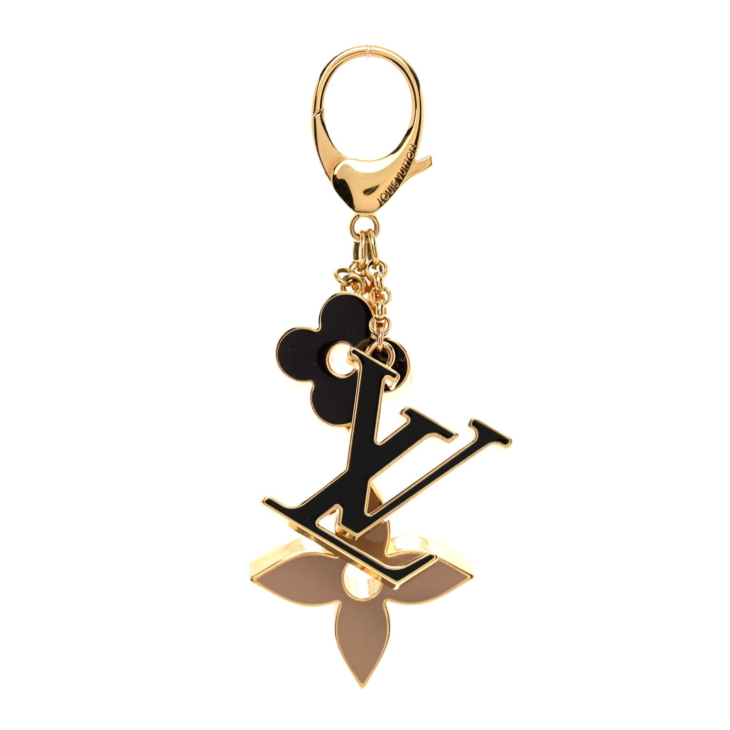Louis Vuitton Metal Enamel Fleur De Monogram Bag Charm Dore 1 of 3