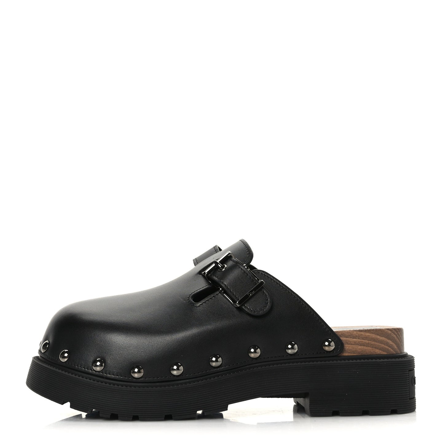 Calfskin Diorquake Buckled Lug Sole 15mm Clogs 41 Black