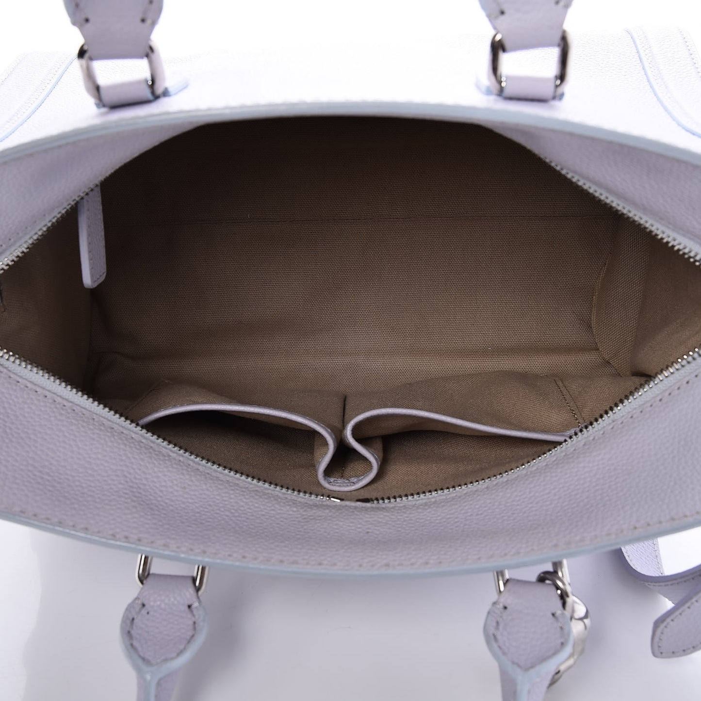 ALEXANDER MCQUEEN Pebbled Calfskin Small Skull Padlock Zip Around Tote Lavender