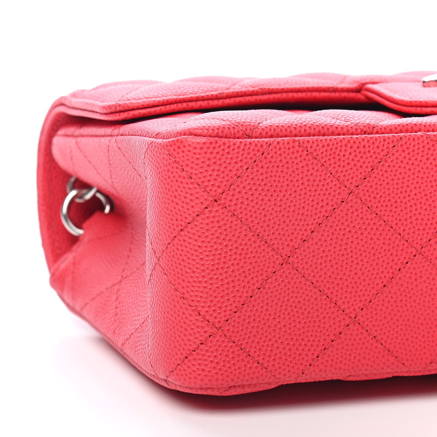Caviar Quilted Mini Rectangular Flap Light Red