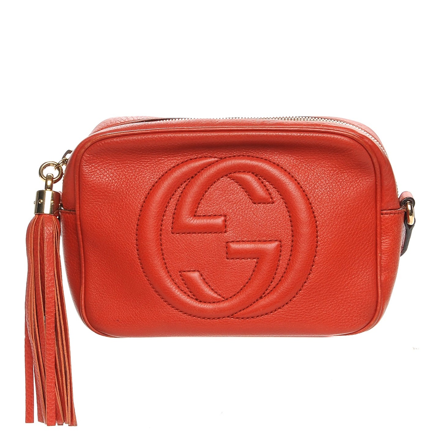 Pebbled Calfskin Small Soho Disco Bag Sun Orange