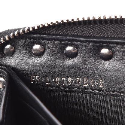 Valentino Garavani Calfskin Tonal Rockstud Zip Around Wallet Black 7 of 8