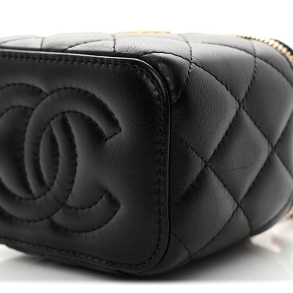 Chanel Lambskin Quilted Mini Pearl Crush Vanity Case With Chain Black 10 of 11