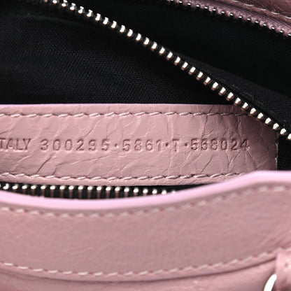 Balenciaga Agneau Classic Silver Hardware Mini City Logo Strap Pale Rose Black 8 of 10