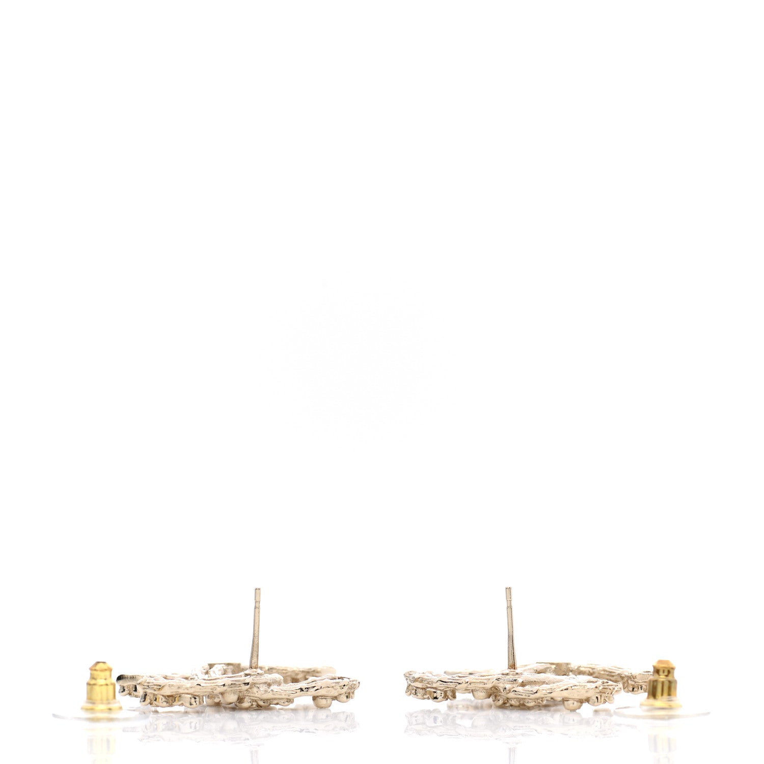 Chanel Crystal CC Camellia Earrings Gold 3 of 5