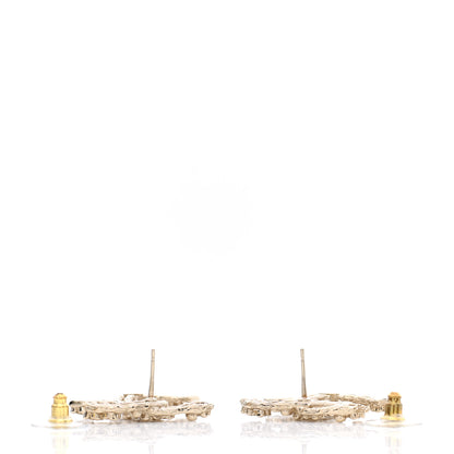 Chanel Crystal CC Camellia Earrings Gold 3 of 5