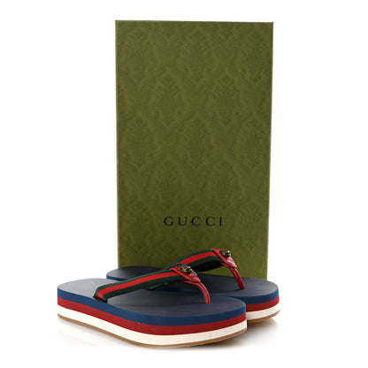 Gucci Canvas Web Platform Lifford Thong Sandals 36.5 Hibiscus Red 18 of 18
