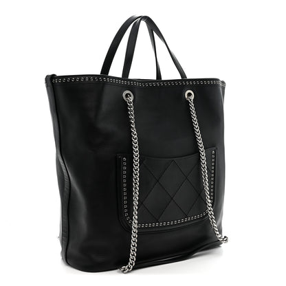 Chanel Calfskin Large Coco Eyelets Shopping Tote Black 3 of 10