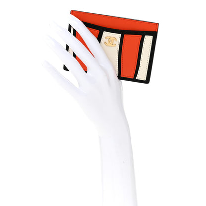 Chanel Lambskin Coco Beach Card Holder Orange White Black 2 of 8