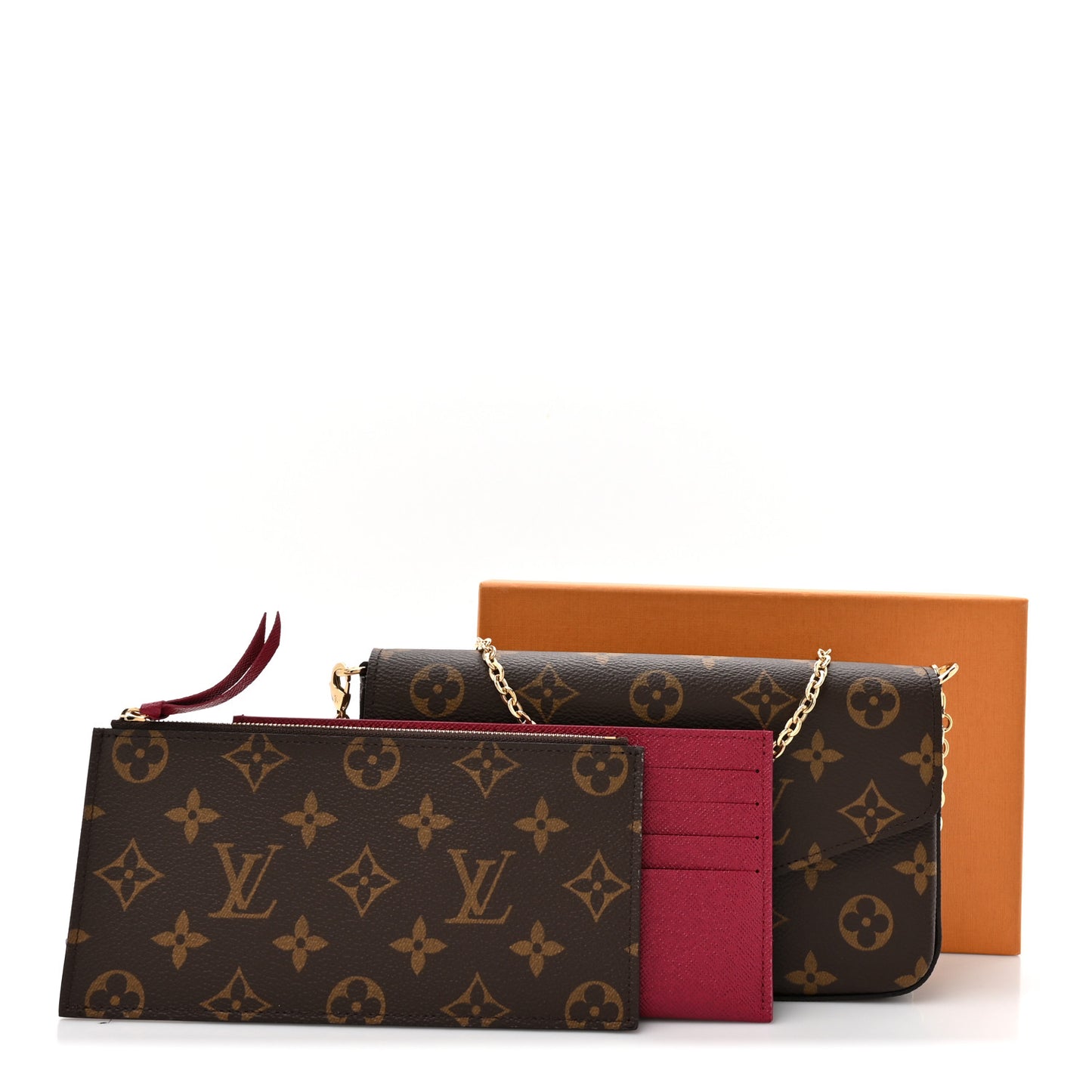 Monogram Pochette Felicie Chain Wallet Fuchsia