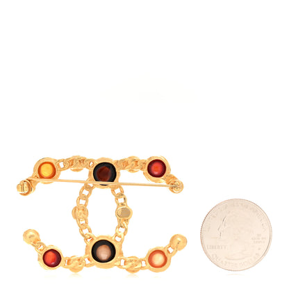 Chanel Gripoix Pearl CC Brooch Gold Multicolor 2 of 4