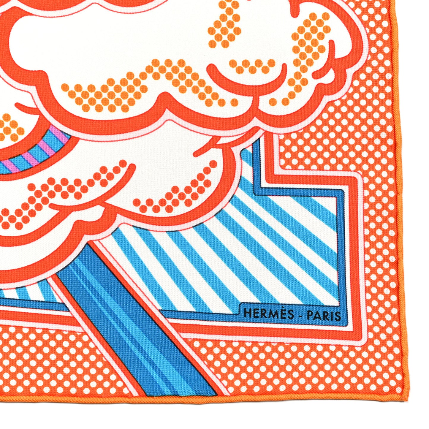 Silk Pegase Pop Pocket Square Orange Turquoise Jaune
