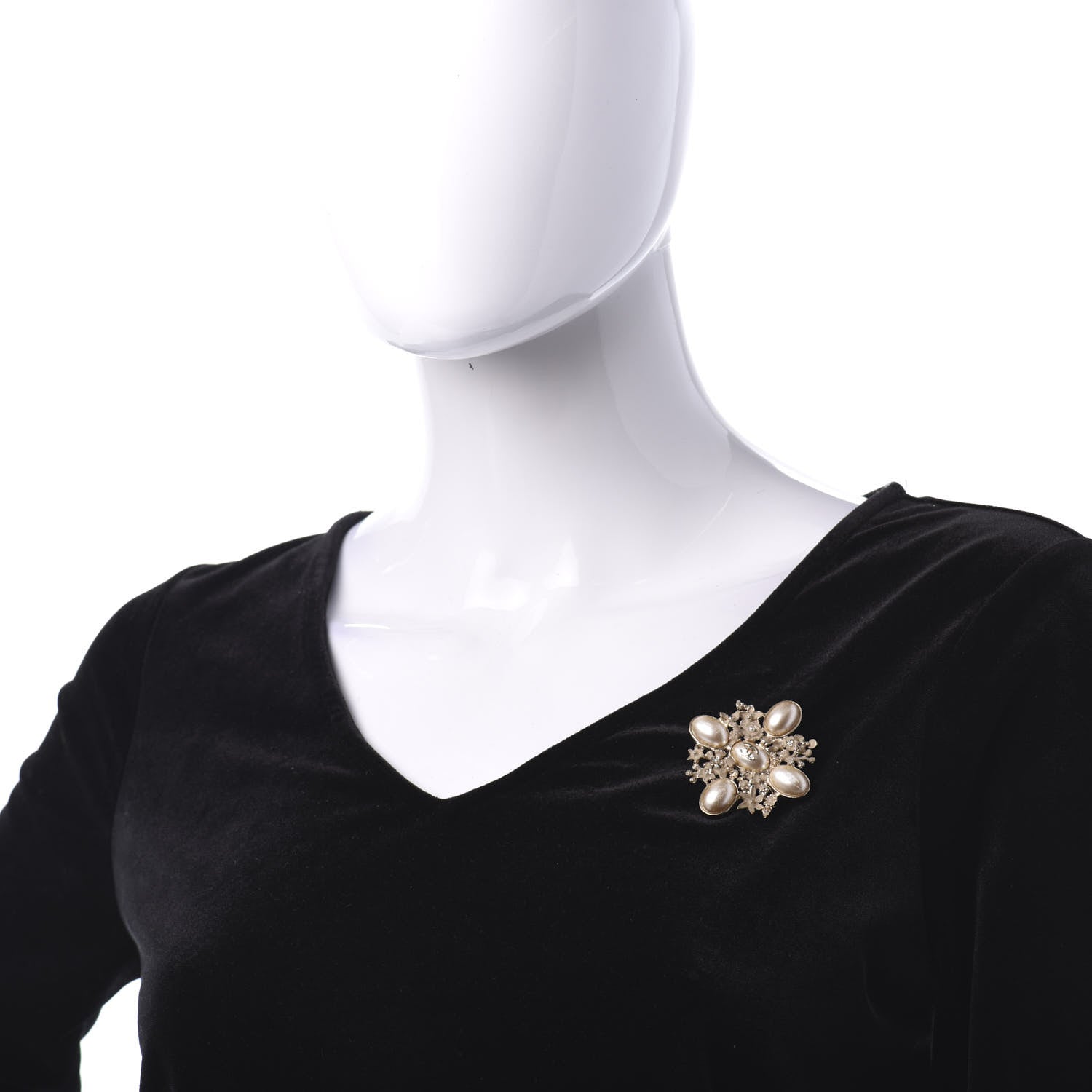 Chanel Crystal Mother of Pearl CC Flower Brooch Gold 2 of 4