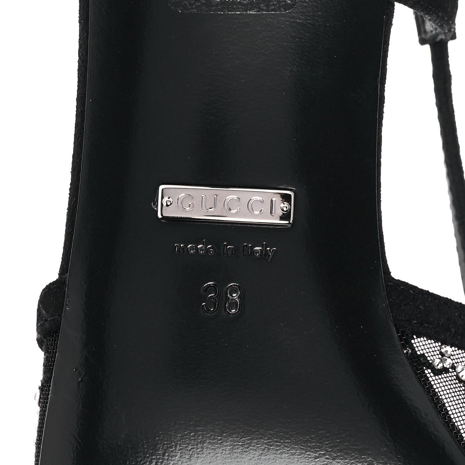 Gucci Tela Retino Kid Scamosciato Crystal GG Monogram Square G 35mm Slingback Pumps 38 Black 6 of 7