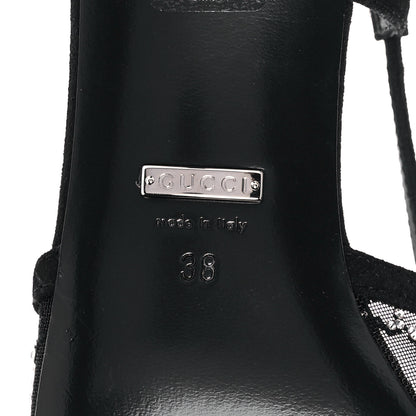 Gucci Tela Retino Kid Scamosciato Crystal GG Monogram Square G 35mm Slingback Pumps 38 Black 6 of 7