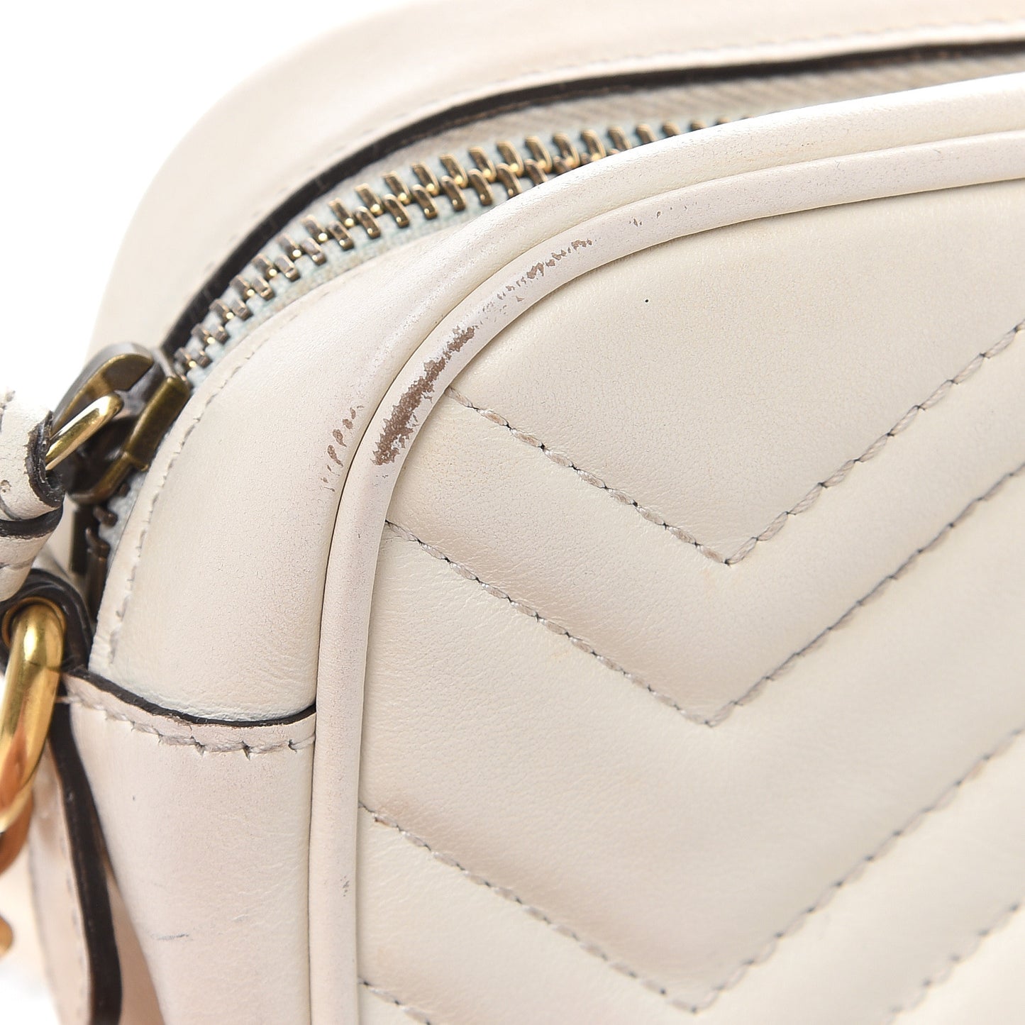 Calfskin Matelasse Mini GG Marmont Chain Shoulder Bag White