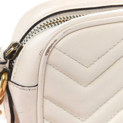 Gucci Calfskin Matelasse Mini GG Marmont Chain Shoulder Bag White 12 of 18