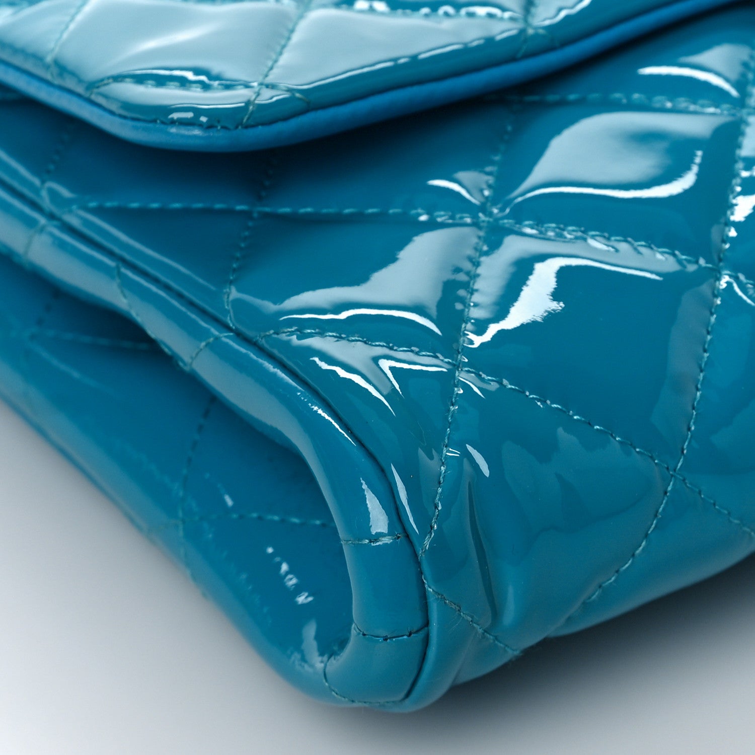 Chanel Patent Quilted Clutch with Chain Flap Blue 8 of 9